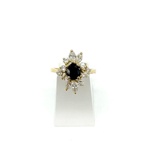 Bague 52 Bague or jaune marguerite saphir et diamants 58 Facettes Z1350536