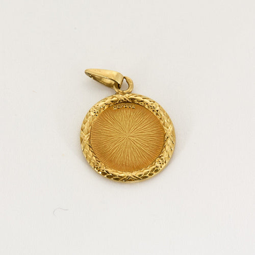 Pendentif AUGIS - Médaille or jaune, rubis de synthèse et diamants 58 Facettes PER0123