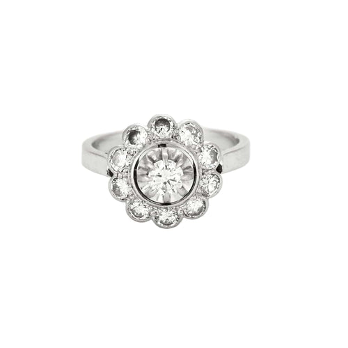 Bague 53 Bague marguerite or blanc et diamants 58 Facettes EPI1066