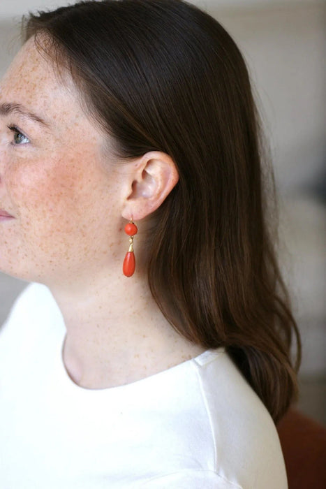 Antique yellow gold and coral earrings