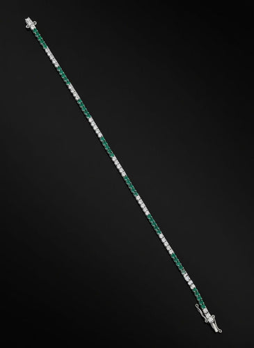 Bracelet Diamants de tennis et tsavorites 58 Facettes