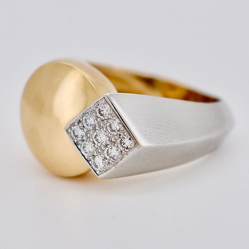 Bague 52 FRED - Bague style Chevalière, Or 18 Carats Bicolore et Diamants 58 Facettes 536