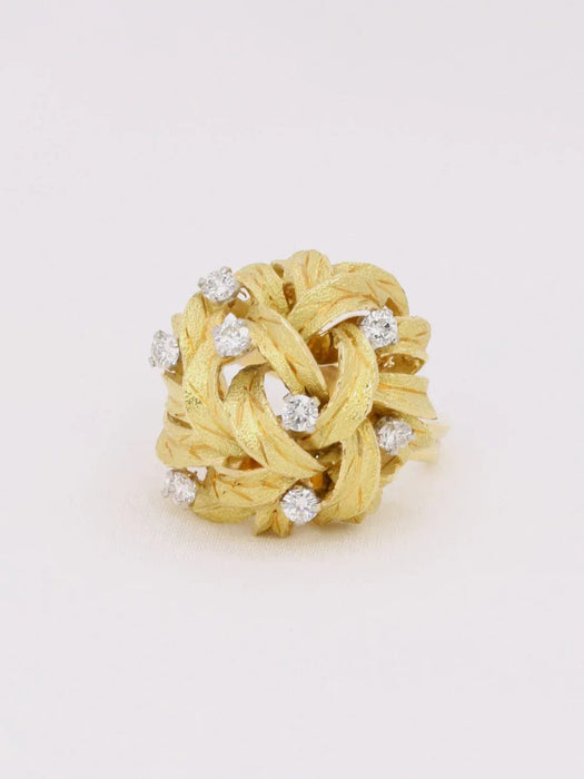 Bague 58 Bague dome fleur or jaune diamants 58 Facettes J604