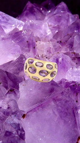Bague 56 Bague Jonc Améthystes Or Jaune 58 Facettes B344