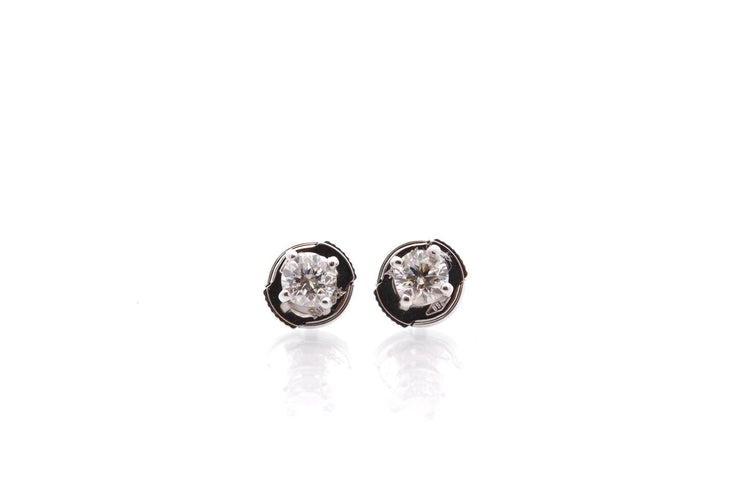 Boucles d'oreilles Puces d'oreilles or blanc et diamants 58 Facettes 27134-27135
