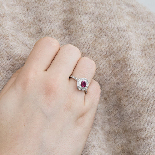 Bague 54 BAGUE OR BLANC, RUBIS ET DIAMANTS 58 Facettes BO/240045