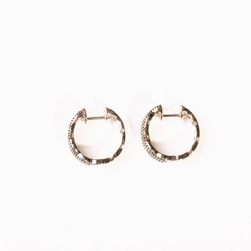 Boucles d'oreilles Boucles d'oreilles créoles diamants et diamants noirs en or blanc 58 Facettes