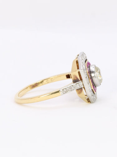 Bague 57.5 Bague Art Déco diamants rubis calibrés 58 Facettes 882