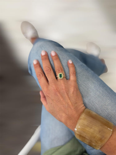 Bague 55 Bague de fiançailles rétro en diamant émeraude 58 Facettes