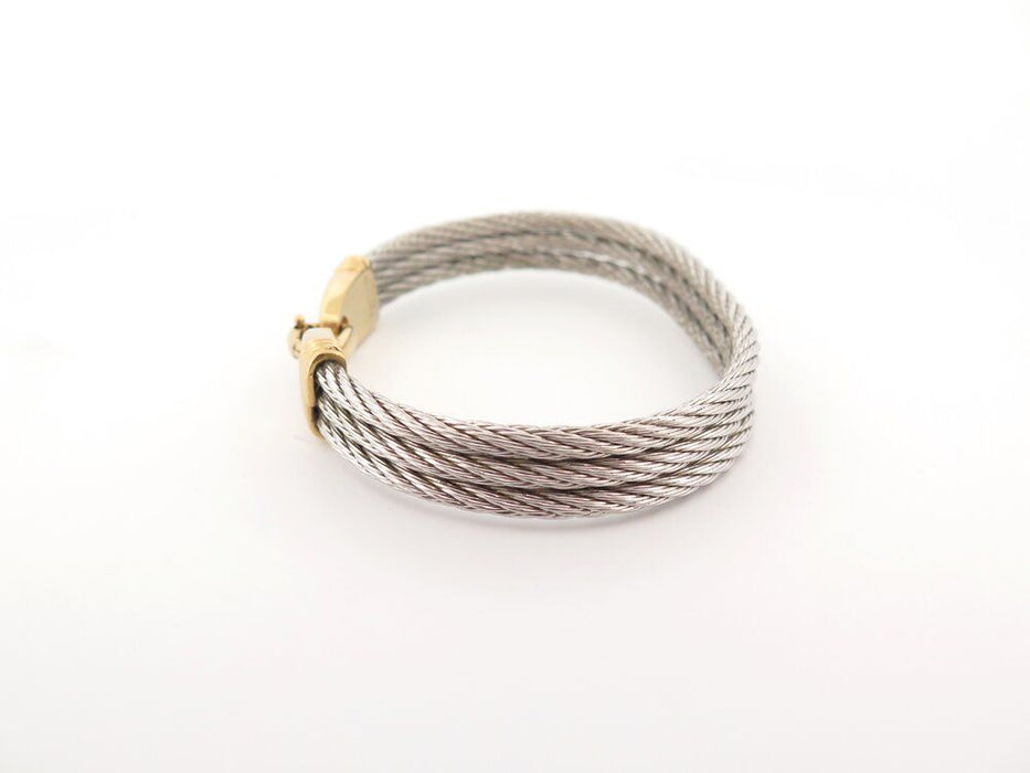 vintage armband FRED force 10 kabel 24 cm staal en geel goud