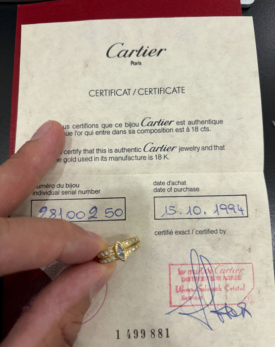Bague 52 Bague en or et diamants Cartier Marquise 58 Facettes