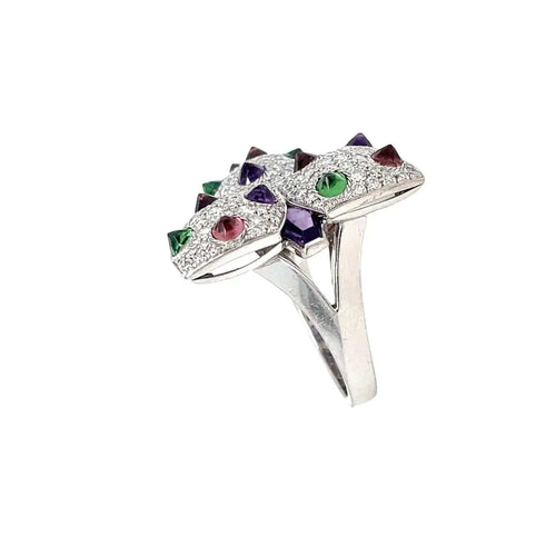 Bague 55 Cartier Diamond and Multi-Gem Caresse d'Orchidées Ring 58 Facettes