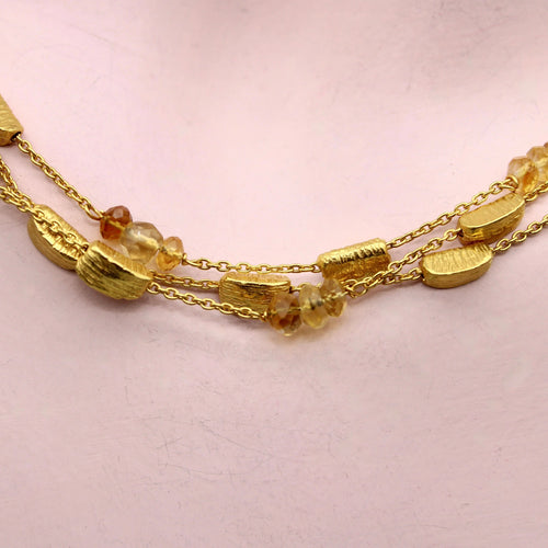Collier Collier multi-rangs briolette lingot d'or et citrine 58 Facettes
