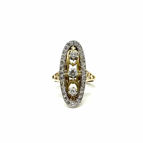 Bague 54 Bague or jaune, platine et diamants 58 Facettes Z15B51688