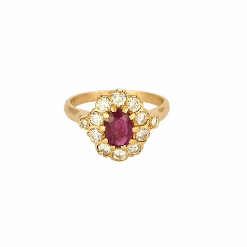 Bague 53 Bague marguerite or jaune, diamant et rubis 58 Facettes TAR1075