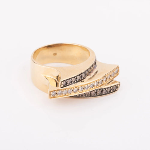 Bague 53 Bague bandeau or jaune et diamant cognacs 58 Facettes