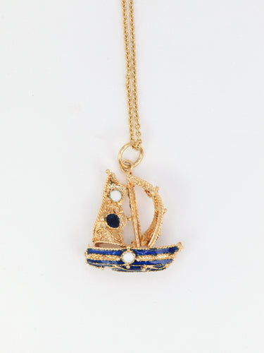 Pendentif Pendentif Or et Email Bleu et Blanc 58 Facettes 160