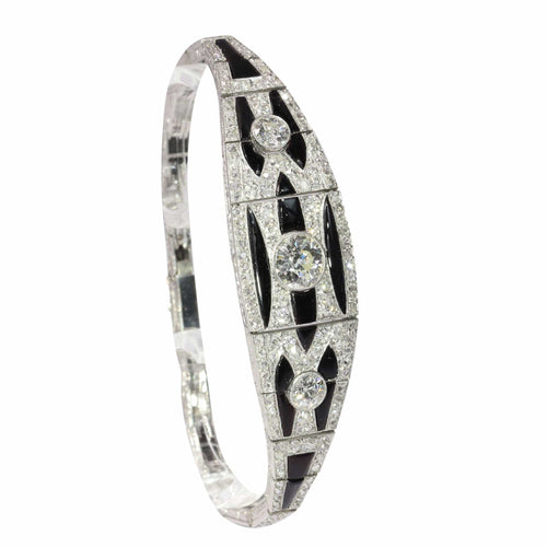 Bracelet Graphic Grace – Bracelet Art déco vintage en diamants et onyx, vers 1920 58 Facettes 24323-0290