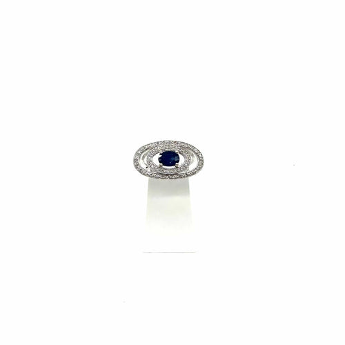 Bague 56 Bague or blanc, saphir et diamants 58 Facettes Z15B51758