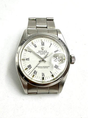 Montre ROLEX - Date réf. 1500 verre plexi 58 Facettes