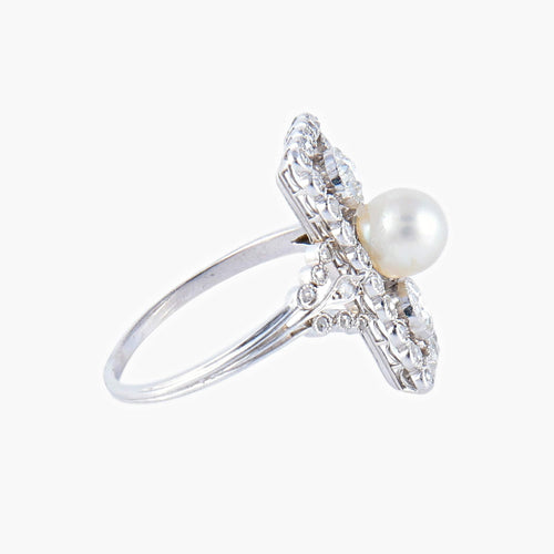 Bague 53 Bague Perle fine Diamants 58 Facettes AB2