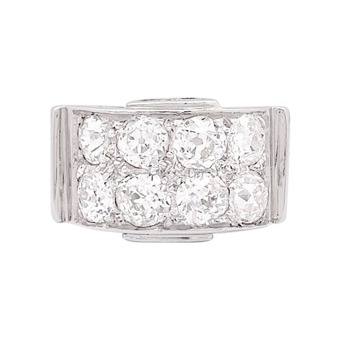 Bague 50 Bague platine, or blanc, diamants. 58 Facettes 34005