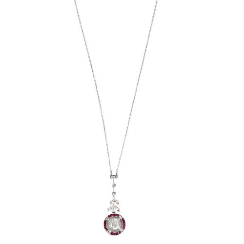 Collier Collier belle époque or blanc diamants 58 Facettes