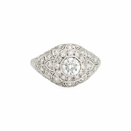 Bague 50 Vintage Art Déco 1ct Diamond Platinum Ring 58 Facettes G13459