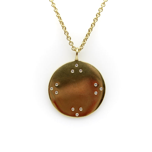 Collier Pendentif miroir tibétain en or 18 carats avec diamant et chaîne par Me & Ro 58 Facettes A20043