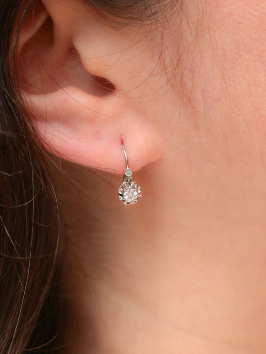 Vintage white gold diamond stud earrings 0.30 ct