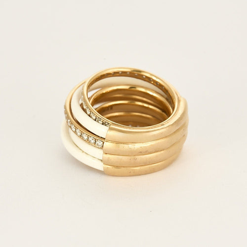 Bague 53 DE GRISOGONO - Bague Allegra en or rose céramique blanche et diamants 58 Facettes