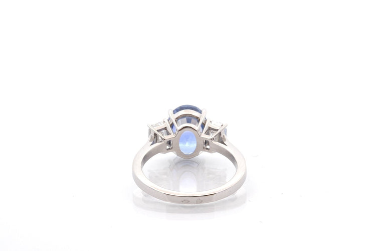 Bague 53 Bague saphir non chauffé de 4,22cts  et diamants 58 Facettes 27221-27420-27619