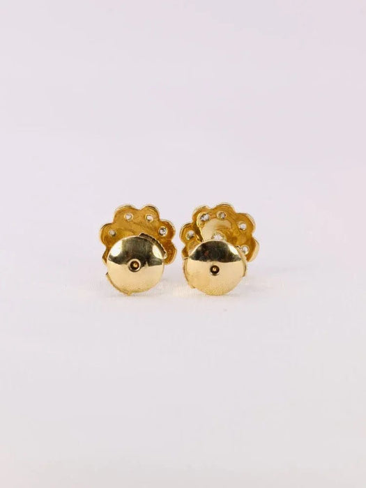 Boucles d'oreilles Boucles d'oreilles fleur or jaune diamants 58 Facettes J539