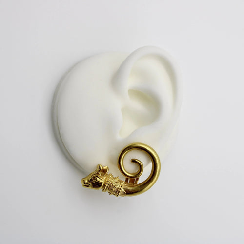 Boucles d'oreilles Boucles d'oreilles vintage en forme de tête de taureau en spirale en or 22 carats de Lalaounis 58 Facettes A2000X