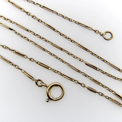 Collier Chaîne portugaise à maillons alternés délicats en or 14 carats de style édouardien 58 Facettes A20003