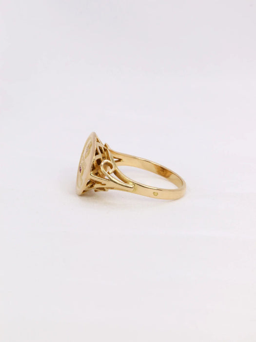 AUGIS - Love ring More than yesterday less than tomorrow yellow gold diamond ruby