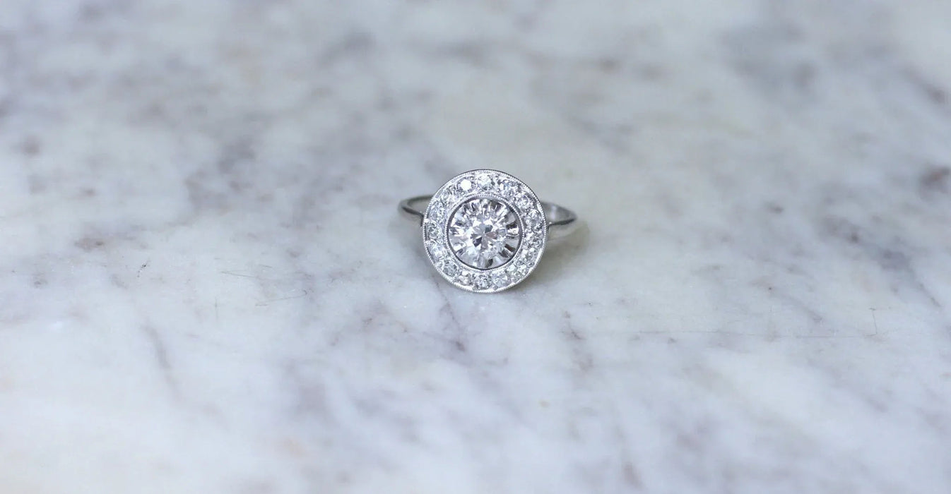 Art Deco Diamond Target Ring in Gold and Platinum