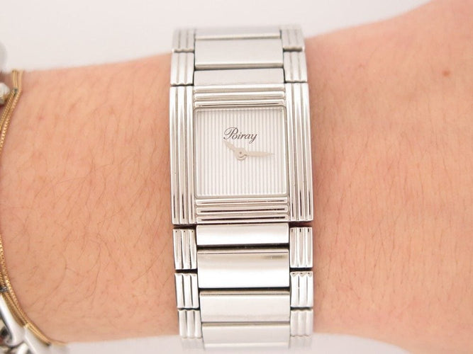 Montre montre POIRAY ma premiere manchette 27 mm quartz acier palladie 58 Facettes 259365