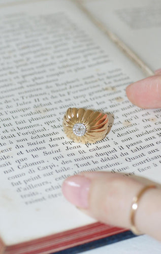 Bague 47 Bague Boule à Gaudrons Diamant sur Or et Platine 58 Facettes