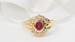Bague 53 Bague marguerite en or jaune, rubis et diamants 58 Facettes 32917