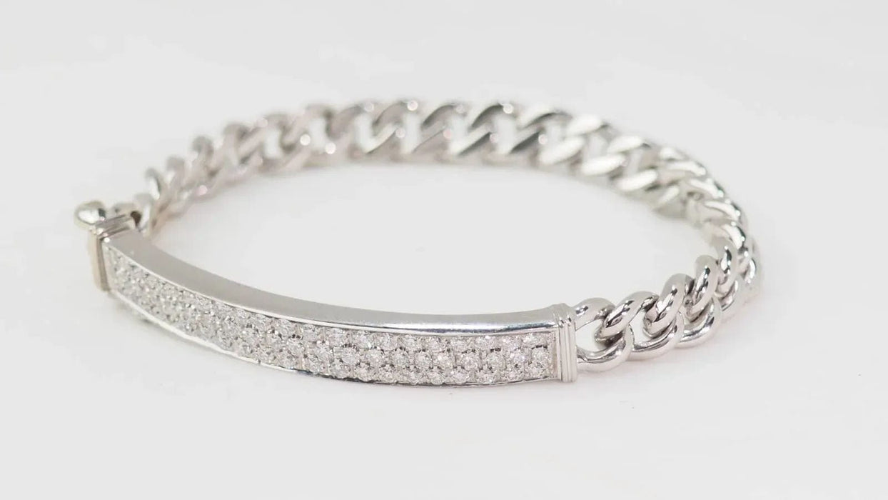 Bracelet souple en or blanc pavé de diamants 58 Facettes 32978