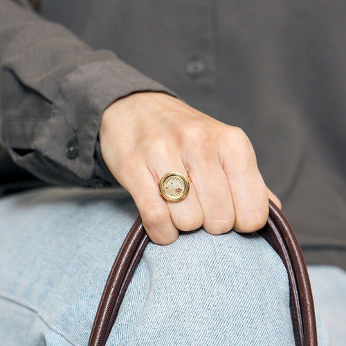 Bague 47 Bague or rose et gris, saphir et diamants 58 Facettes RAM2687