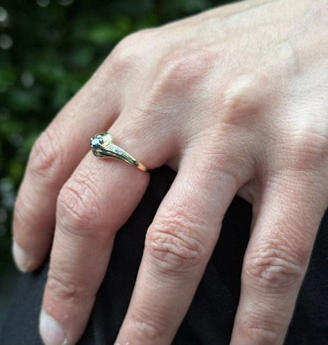 Bague 54 Bague or jaune diamants saphir 58 Facettes