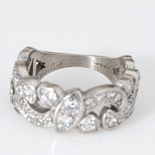 Bague 53 Bague en platine à demi-bande de diamants 58 Facettes G13583