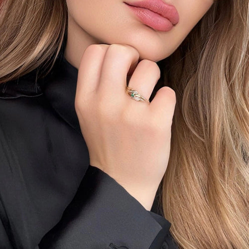 Bague 57 Solitaire Or Jaune & Émeraude 58 Facettes 57-GS35508-1