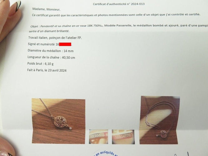 Collier collier HERMES chaine d'ancre passerelle en or diamant 58 Facettes 257494