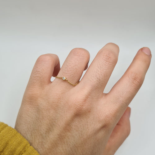 Bague 65 Bague chaine or jaune sertie d'un diamant 58 Facettes