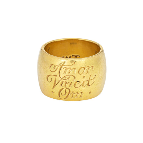 Bague 52 Wright & Teague - Bague Amor Vincit Om or jaune 58 Facettes G13974
