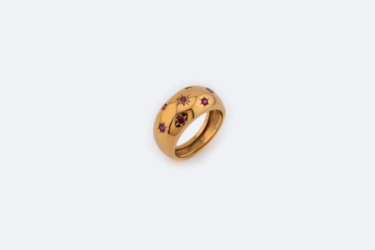 Bague Gold / 14 Alliance en or jaune sertie de rubis 58 Facettes ANL60
