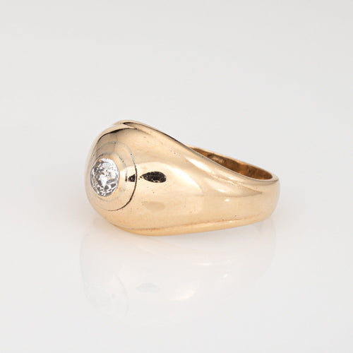 Bague 53 Chevalière vintage en or jaune avec diamants, 1944 58 Facettes G14012